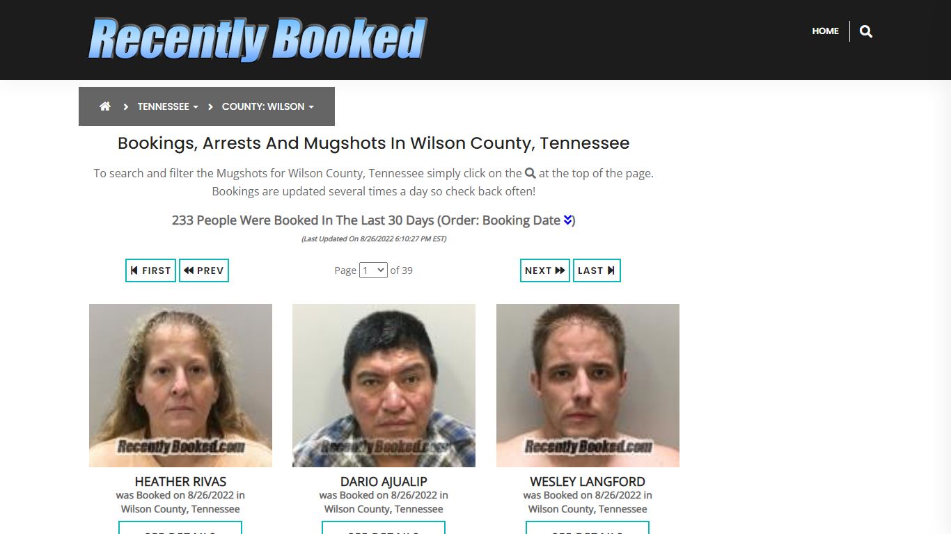 Bookings, Arrests and Mugshots in Wilson County, Tennessee